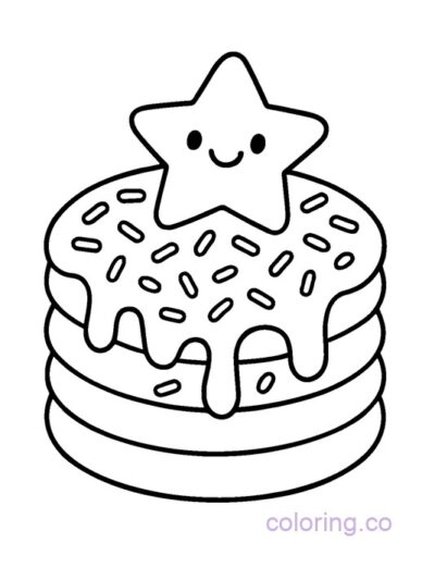 Cute Pancake and Star Coloring Page