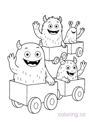Adorable Monster Parade Coloring Page