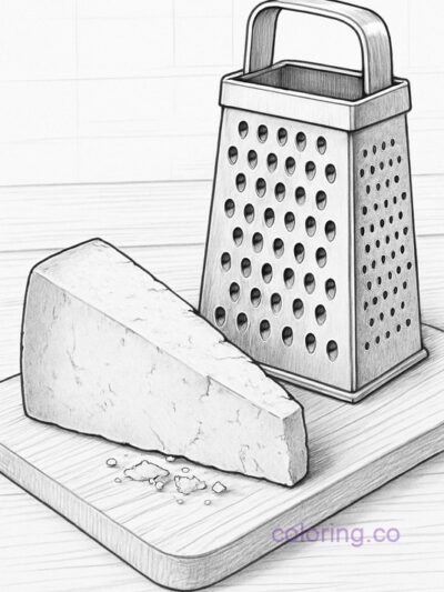 Fun Cheese Grater and Wedge Coloring Page