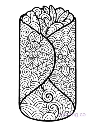 Intricate Pattern Burrito Coloring Page for Adults