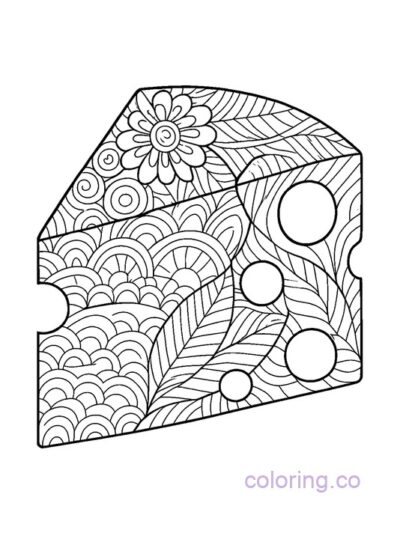 Intricate Cheese Mandala Coloring Page for Adults