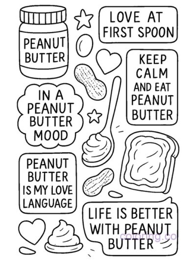 Peanut Butter Aesthetic Coloring Page for Teens