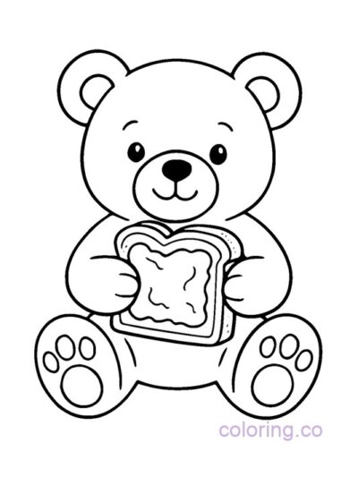 Cute Peanut Butter Bear Coloring Page for Preschool