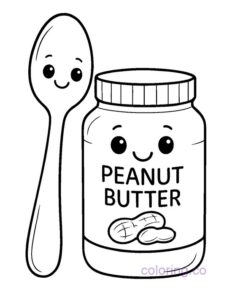 Peanut Butter and Spoon Best Friends Coloring Page
