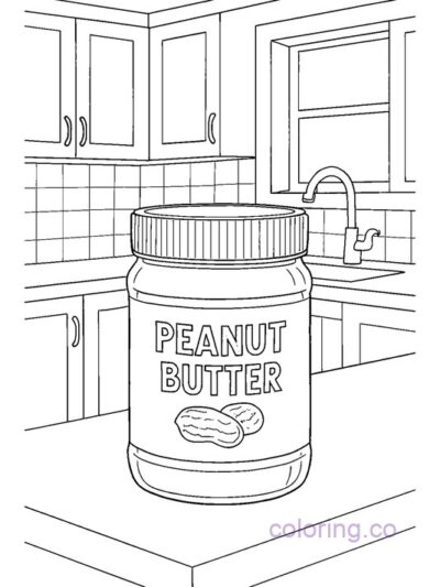 Peanut Butter Jar Coloring Page for Preschoolers