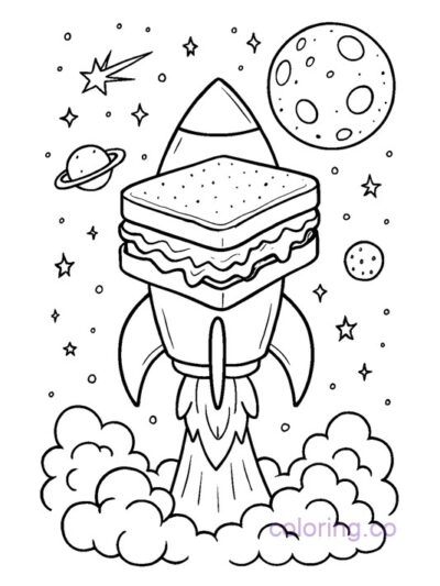 Peanut Butter Jelly Rocket Coloring Page
