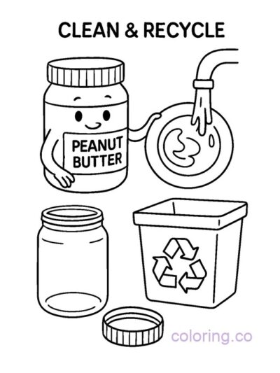 Fun Peanut Butter Recycling Coloring Page