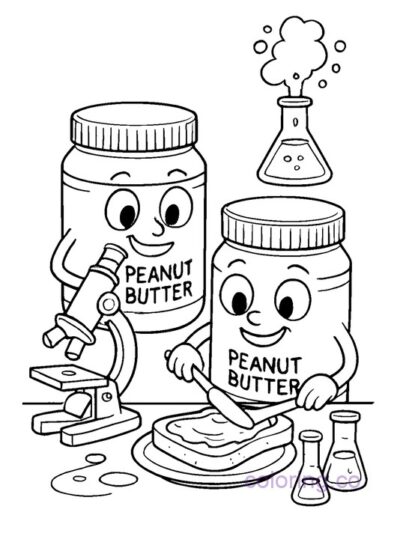 Fun Peanut Butter Science Lab Coloring Page