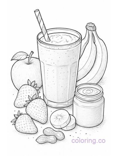 Fun Kids' Peanut Butter Smoothie Coloring Page