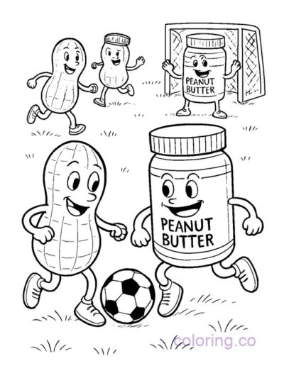 Peanut Butter Soccer Team Coloring Page