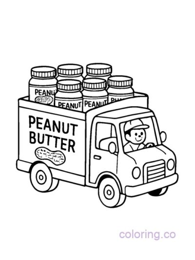 Cute Peanut Butter Truck Coloring Page for Preschoolers