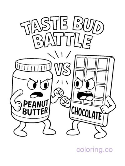 Peanut Butter vs Chocolate Coloring Page