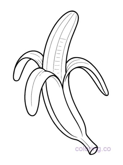 Cute Half-Peeled Banana Coloring Page
