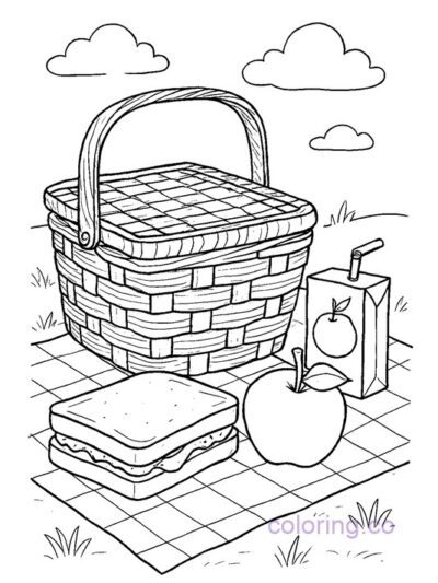 Picnic Basket Coloring Page for Preschoolers