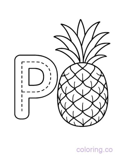 Pineapple Letter P Tracing Coloring Page