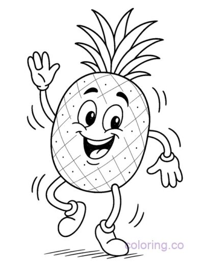 Playful Pineapple Dancing Coloring Page