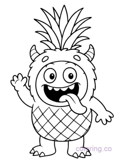 Pineapple Monster Coloring Page