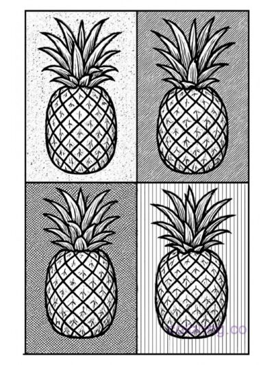 Pineapple Pop Art Coloring Page