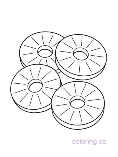 Cute Pineapple Slices Coloring Page