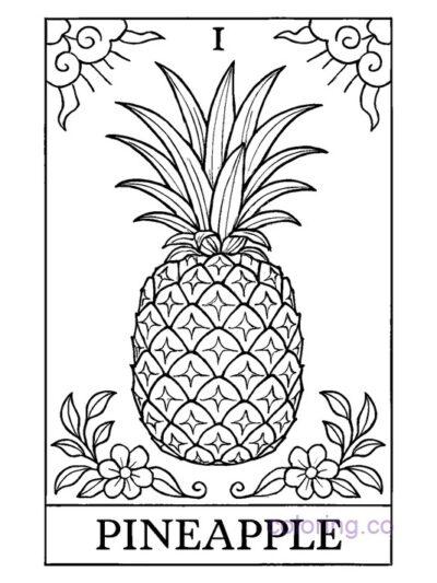 Pineapple Tarot Card Coloring Page