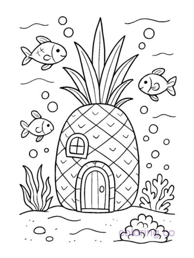 Pineapple Underwater Coloring Page