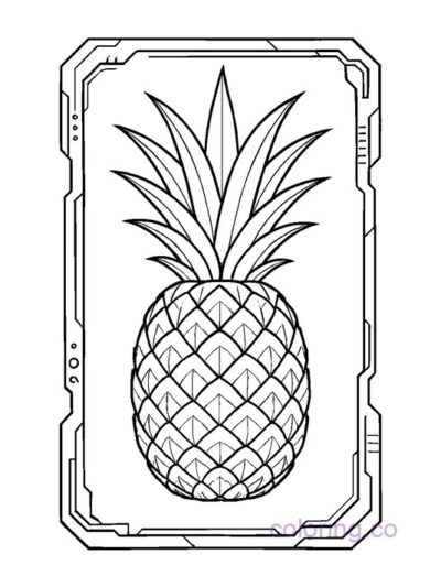 Cyberpunk Pineapple Coloring Page