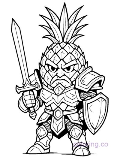Pineapple Warrior Coloring Page