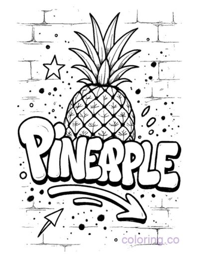 Graffiti Pineapple Coloring Page