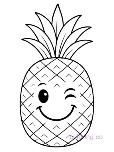Cute Pineapple Coloring Page
