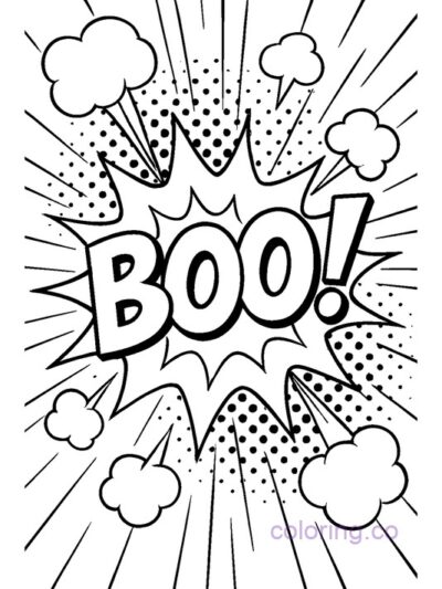 Pop Art BOO Explosion Coloring Page