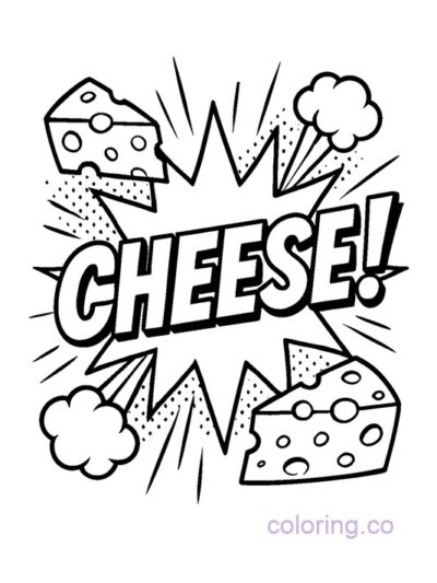 Fun Pop Art Cheese Explosion Coloring Page