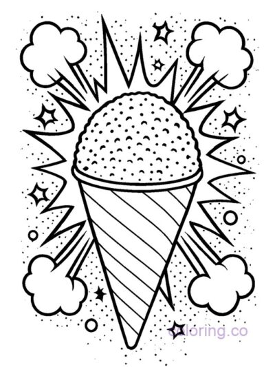 Pop Art Snow Cone Coloring Page for Teens