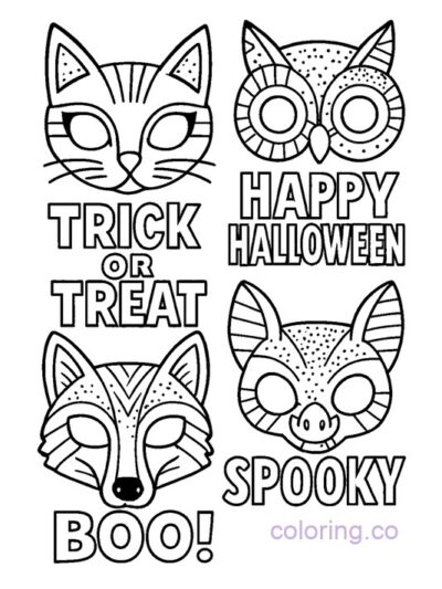 Pop Art Animal Masks for Halloween Coloring