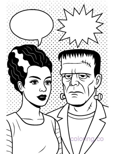Pop Art Frankenstein Coloring Page