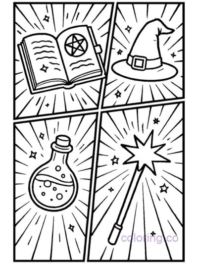 Pop Art Spellbook Coloring Page
