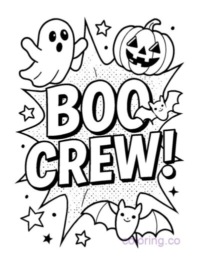 Pop Art Boo Crew Halloween Coloring Page