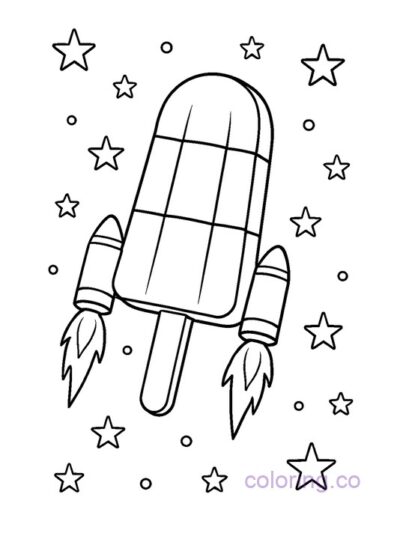 Popsicle Rocket Coloring Page for Kids