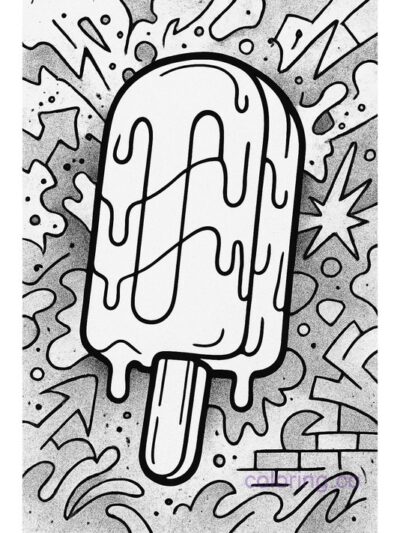 Street Art Popsicle Coloring Page for Teens