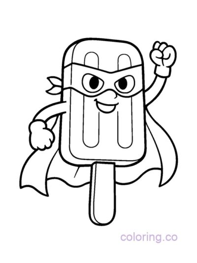 Popsicle Superhero Coloring Page for Kids