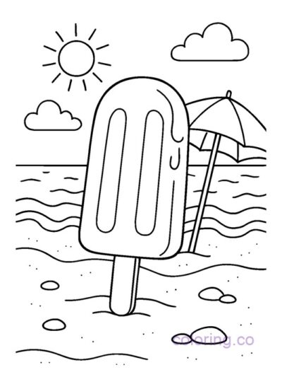 Popsicle Beach Fun Coloring Page for Kids