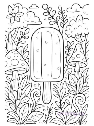 Magical Forest Popsicle Coloring Page for Kids