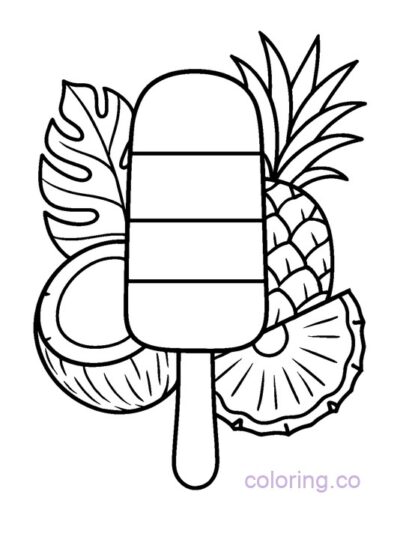 Tropical Popsicle Coloring Page for Teens