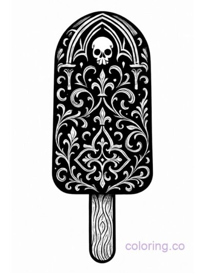 Gothic Aesthetic Popsicle Coloring Page for Teens