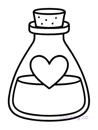 Potion Jar with Heart Coloring Page