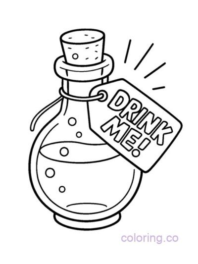 Kids' Drink Me Potion Bottle Coloring Page