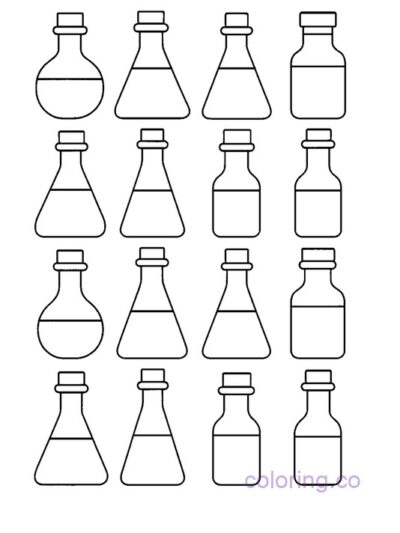 Potion Bottles Coloring Page