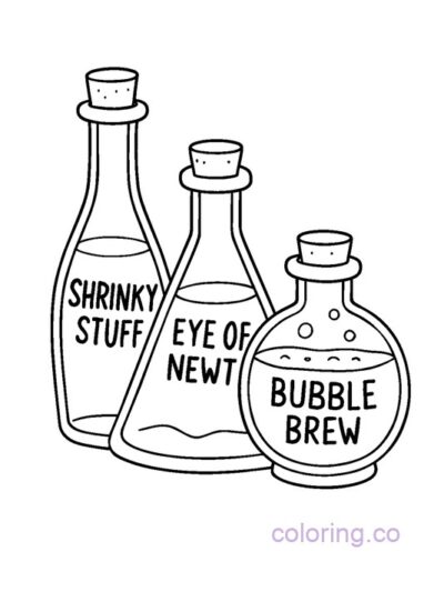 Fun Potion Bottles Coloring Page