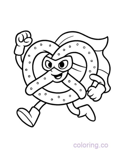 Pretzel Superhero Coloring Page for Kids