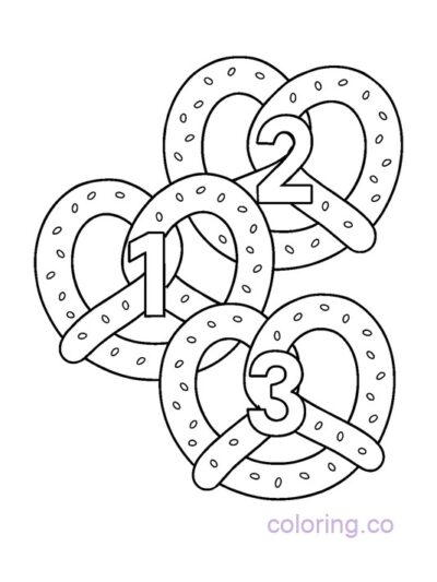 Pretzel Trio Counting Coloring Page for Preschool