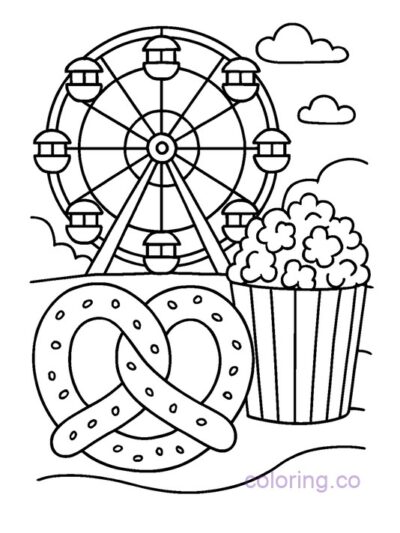 Carnival Pretzel Coloring Page for Kids